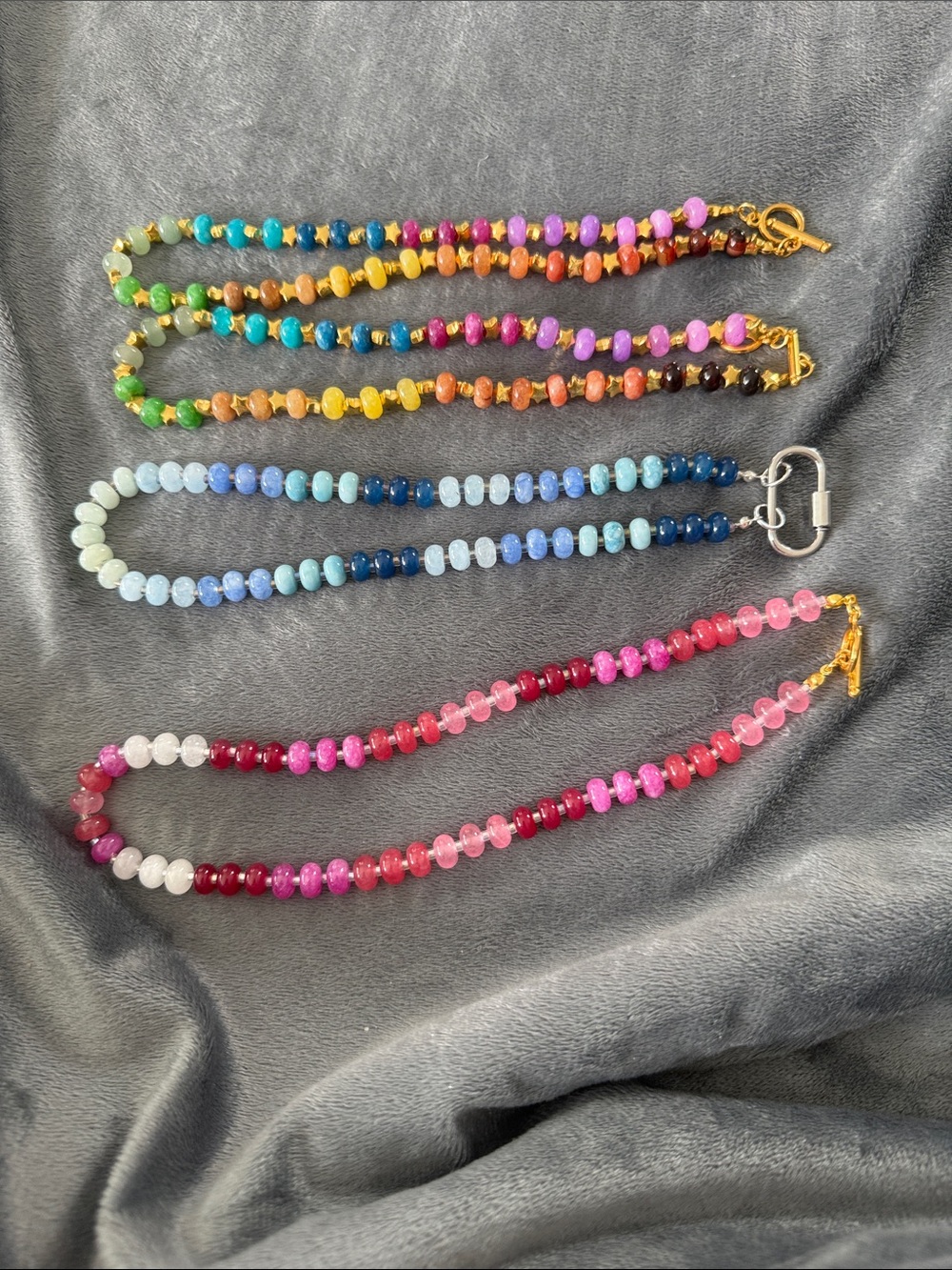 Multicolor Beaded Women's Necklace - Bright Rainbow, Pink and Blue Options